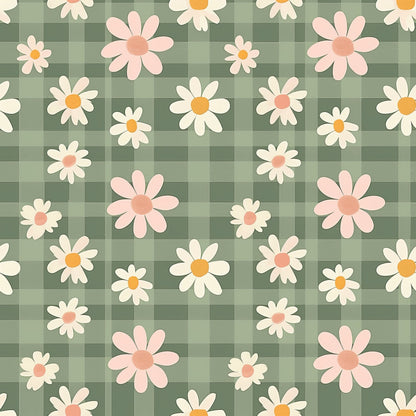 Spring Floral Plaid Pattern 7 Quilting Cotton Fabric