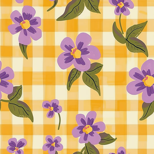 Spring Floral Plaid Pattern 8 Quilting Cotton Fabric