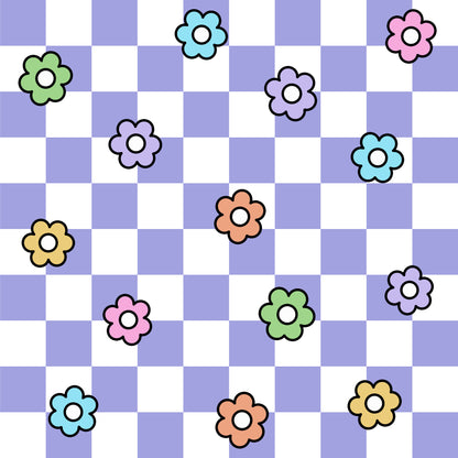 Spring Flower Checkered Pattern 1 Quilting Cotton Fabric