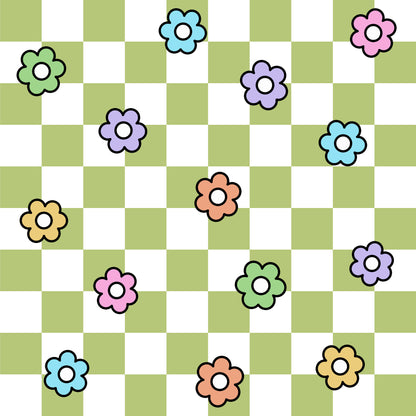 Spring Flower Checkered Pattern 10 Quilting Cotton Fabric