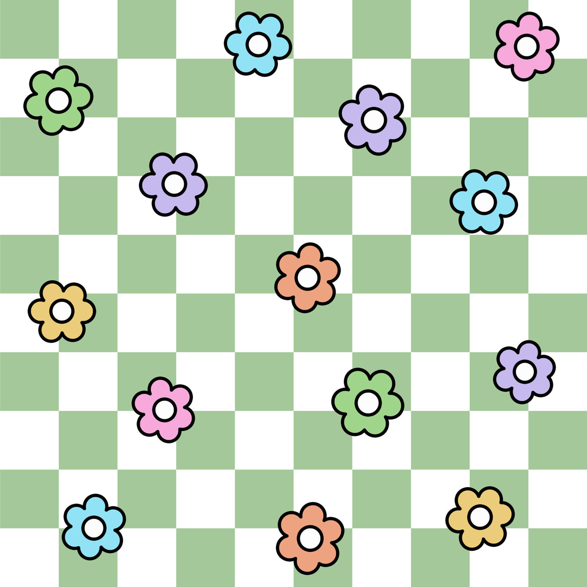 Spring Flower Checkered Pattern 11 Quilting Cotton Fabric