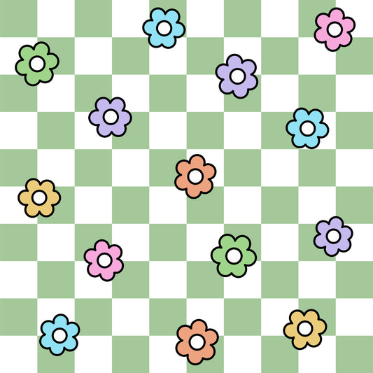 Spring Flower Checkered Pattern 11 Quilting Cotton Fabric