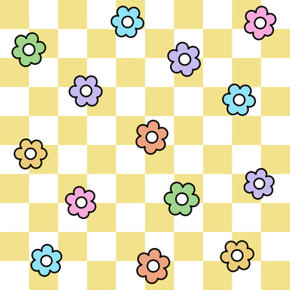 Spring Flower Checkered Pattern 12 Quilting Cotton Fabric