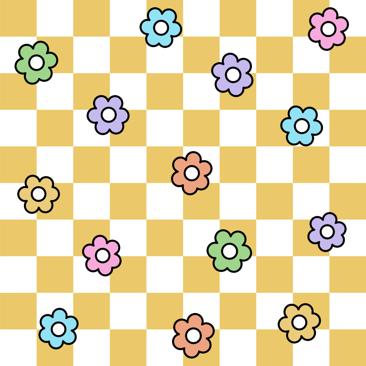 Spring Flower Checkered Pattern 13 Quilting Cotton Fabric