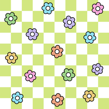 Spring Flower Checkered Pattern 14 Quilting Cotton Fabric
