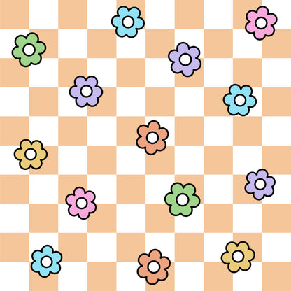 Spring Flower Checkered Pattern 15 Quilting Cotton Fabric