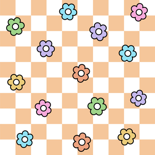 Spring Flower Checkered Pattern 15 Quilting Cotton Fabric