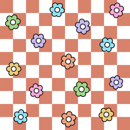 Spring Flower Checkered Pattern 16 Quilting Cotton Fabric