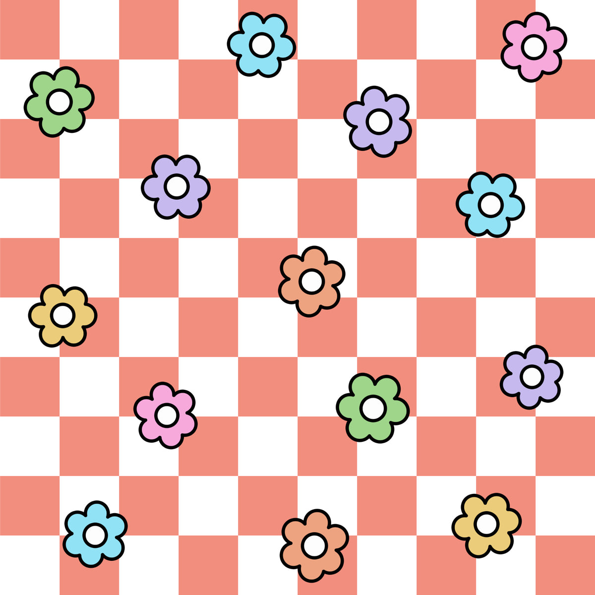 Spring Flower Checkered Pattern 17 Quilting Cotton Fabric