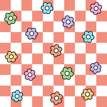 Spring Flower Checkered Pattern 17 Quilting Cotton Fabric