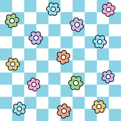 Spring Flower Checkered Pattern 19 Quilting Cotton Fabric
