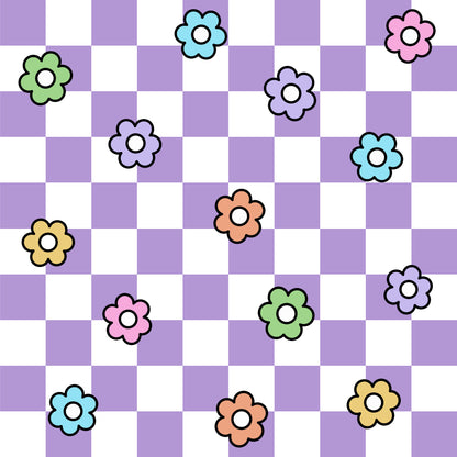 Spring Flower Checkered Pattern 2 Quilting Cotton Fabric
