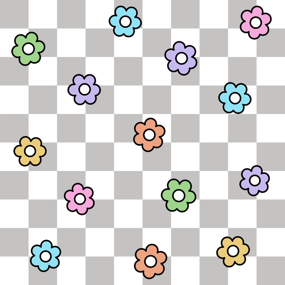 Spring Flower Checkered Pattern 20 Quilting Cotton Fabric