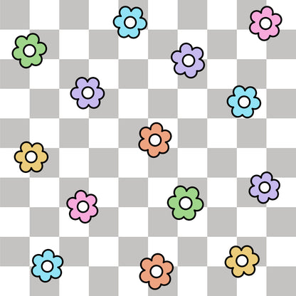 Spring Flower Checkered Pattern 20 Quilting Cotton Fabric