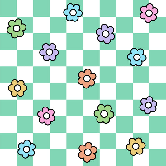 Spring Flower Checkered Pattern 21 Quilting Cotton Fabric