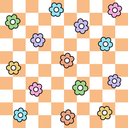 Spring Flower Checkered Pattern 22 Quilting Cotton Fabric