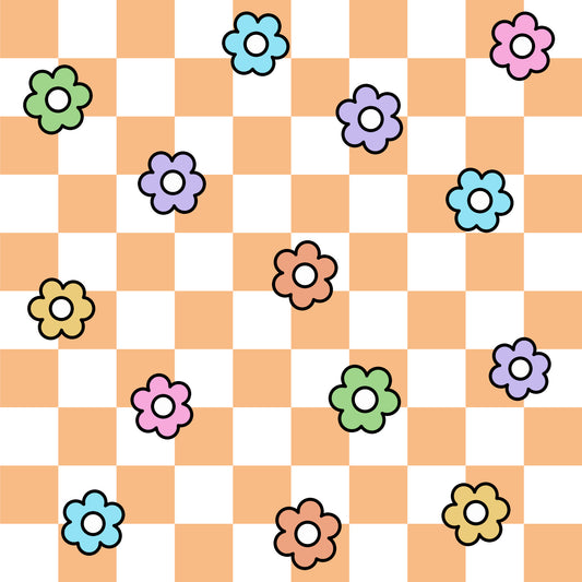 Spring Flower Checkered Pattern 22 Quilting Cotton Fabric