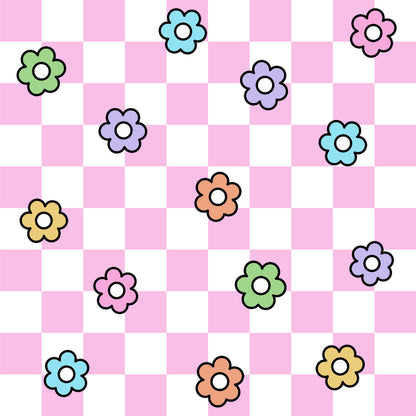 Spring Flower Checkered Pattern 23 Quilting Cotton Fabric