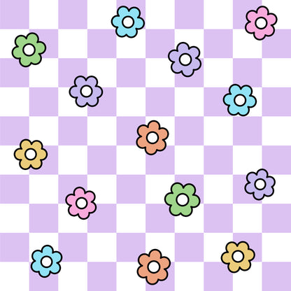Spring Flower Checkered Pattern 24 Quilting Cotton Fabric