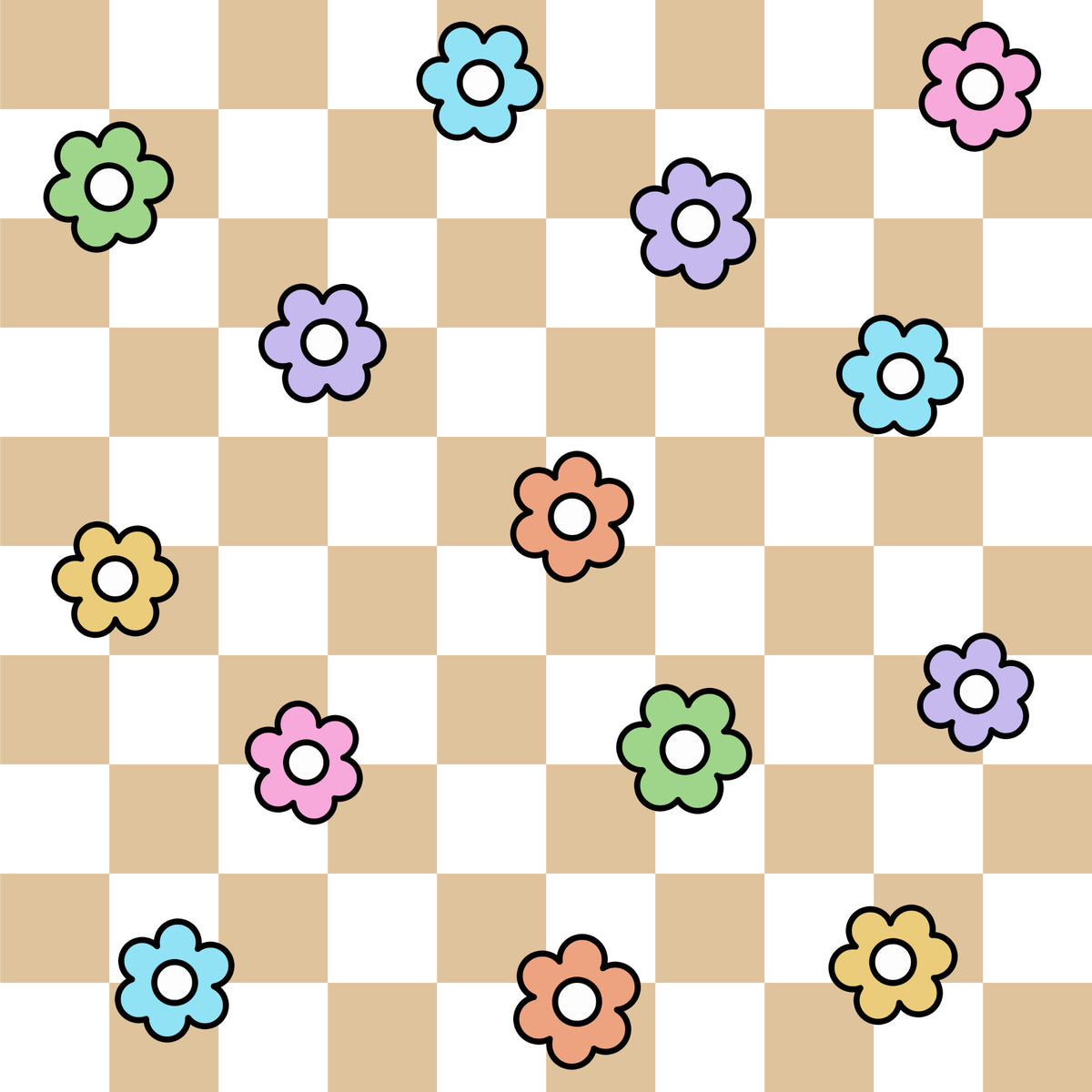 Spring Flower Checkered Pattern 26 Quilting Cotton Fabric