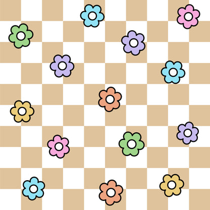 Spring Flower Checkered Pattern 26 Quilting Cotton Fabric