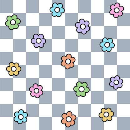 Spring Flower Checkered Pattern 27 Quilting Cotton Fabric