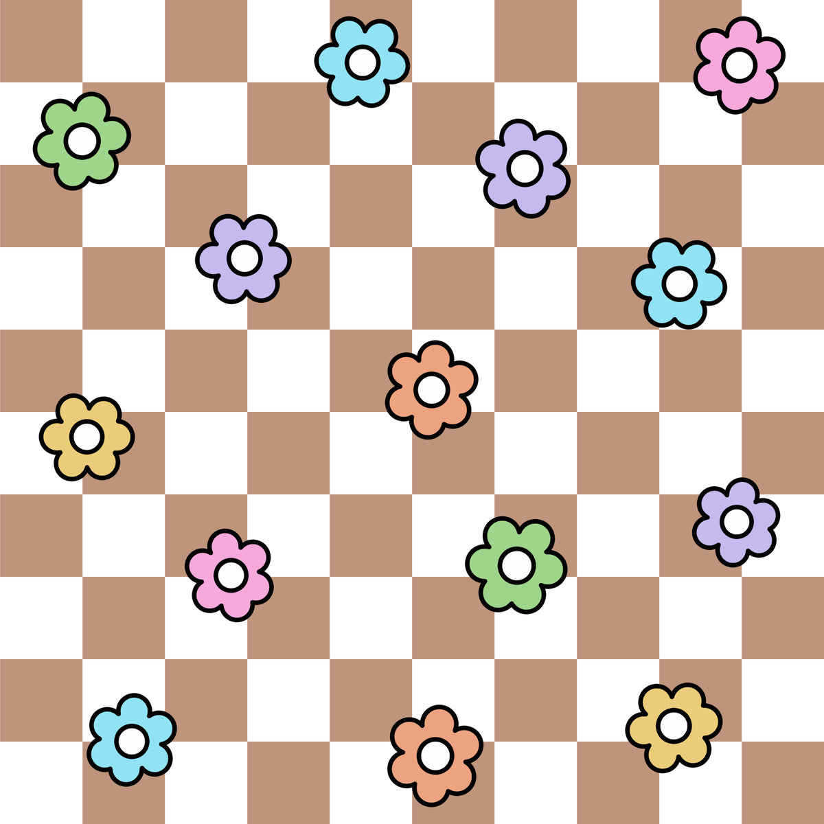 Spring Flower Checkered Pattern 28 Quilting Cotton Fabric