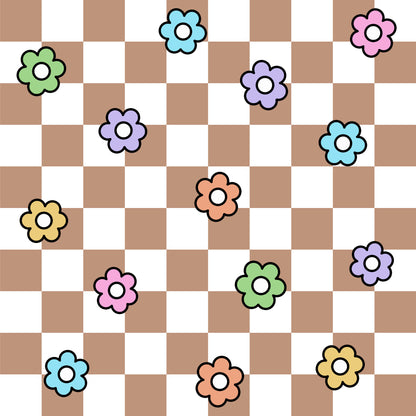 Spring Flower Checkered Pattern 28 Quilting Cotton Fabric