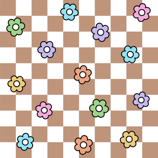 Spring Flower Checkered Pattern 28 Quilting Cotton Fabric