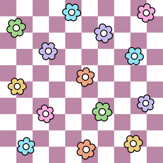 Spring Flower Checkered Pattern 29 Quilting Cotton Fabric