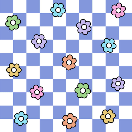 Spring Flower Checkered Pattern 3 Quilting Cotton Fabric
