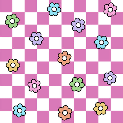 Spring Flower Checkered Pattern 30 Quilting Cotton Fabric