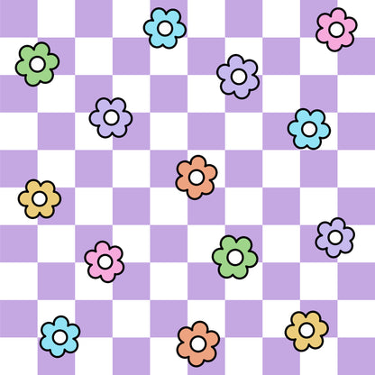 Spring Flower Checkered Pattern 31 Quilting Cotton Fabric