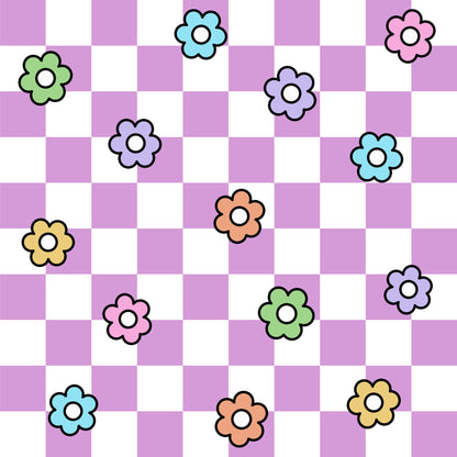 Spring Flower Checkered Pattern 32 Quilting Cotton Fabric