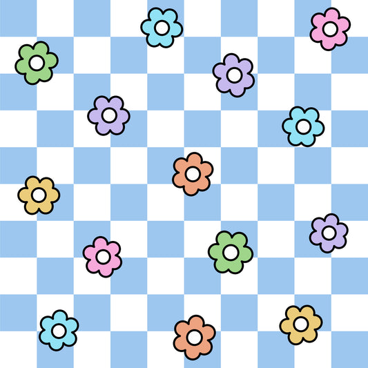 Spring Flower Checkered Pattern 4 Quilting Cotton Fabric