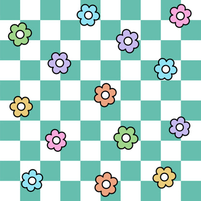 Spring Flower Checkered Pattern 6 Quilting Cotton Fabric