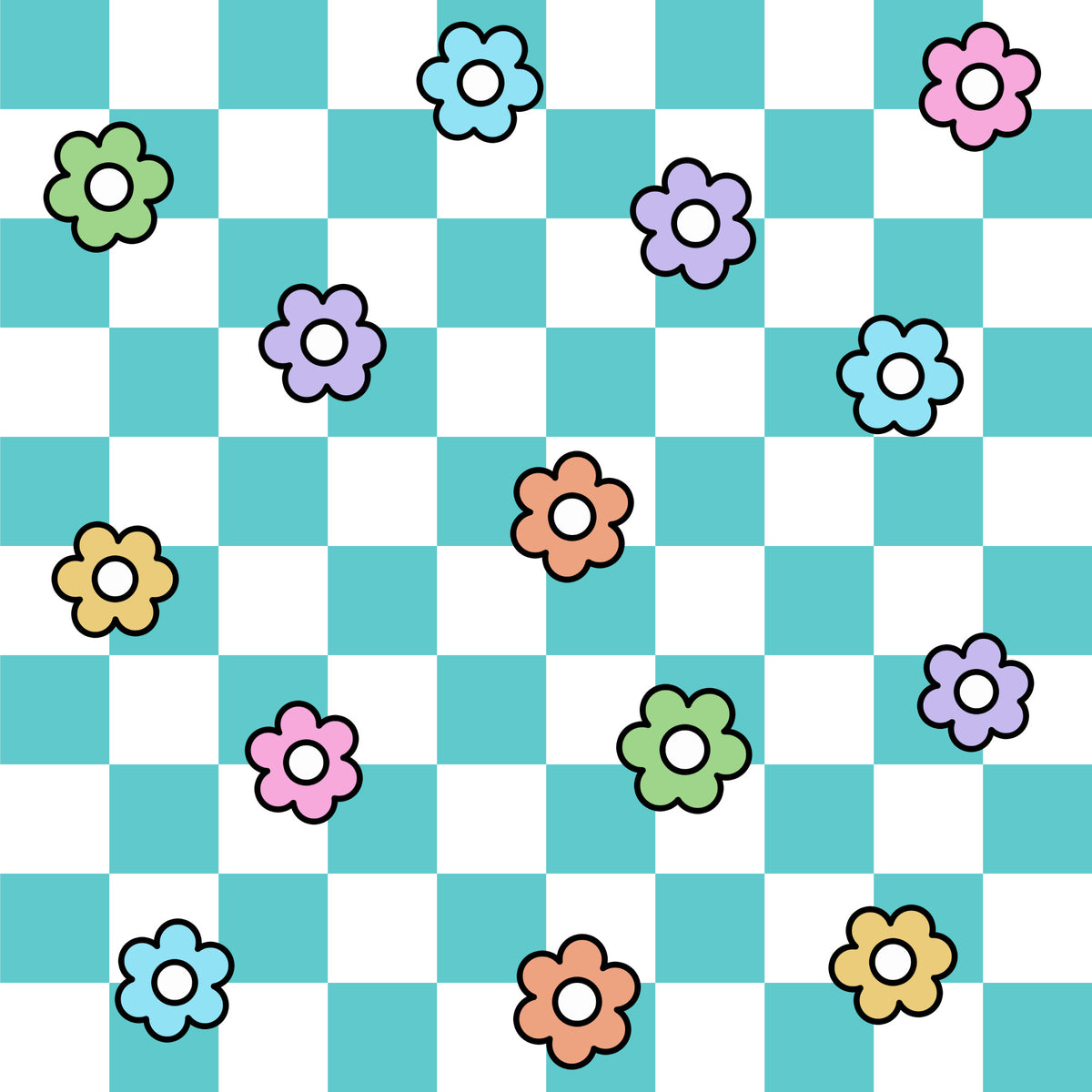 Spring Flower Checkered Pattern 7 Quilting Cotton Fabric