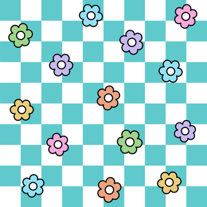 Spring Flower Checkered Pattern 7 Quilting Cotton Fabric