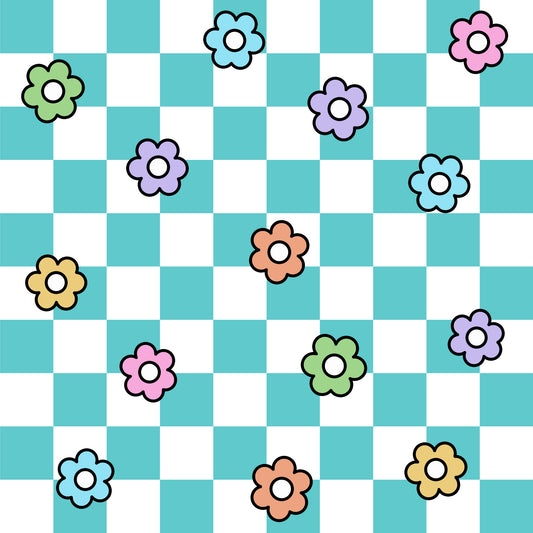 Spring Flower Checkered Pattern 7 Quilting Cotton Fabric