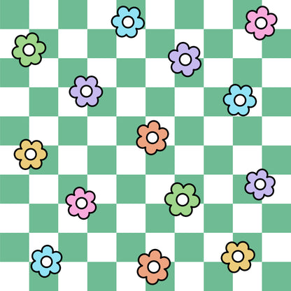Spring Flower Checkered Pattern 8 Quilting Cotton Fabric