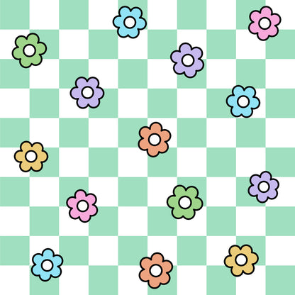 Spring Flower Checkered Pattern 9 Quilting Cotton Fabric