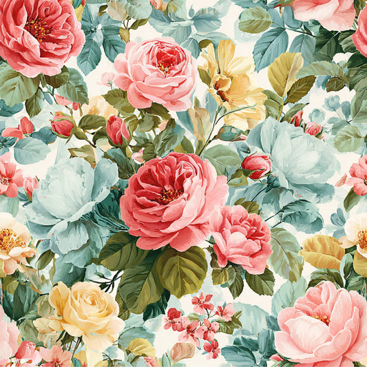 Spring Flower Decor Pattern 13 Quilting Cotton Fabric