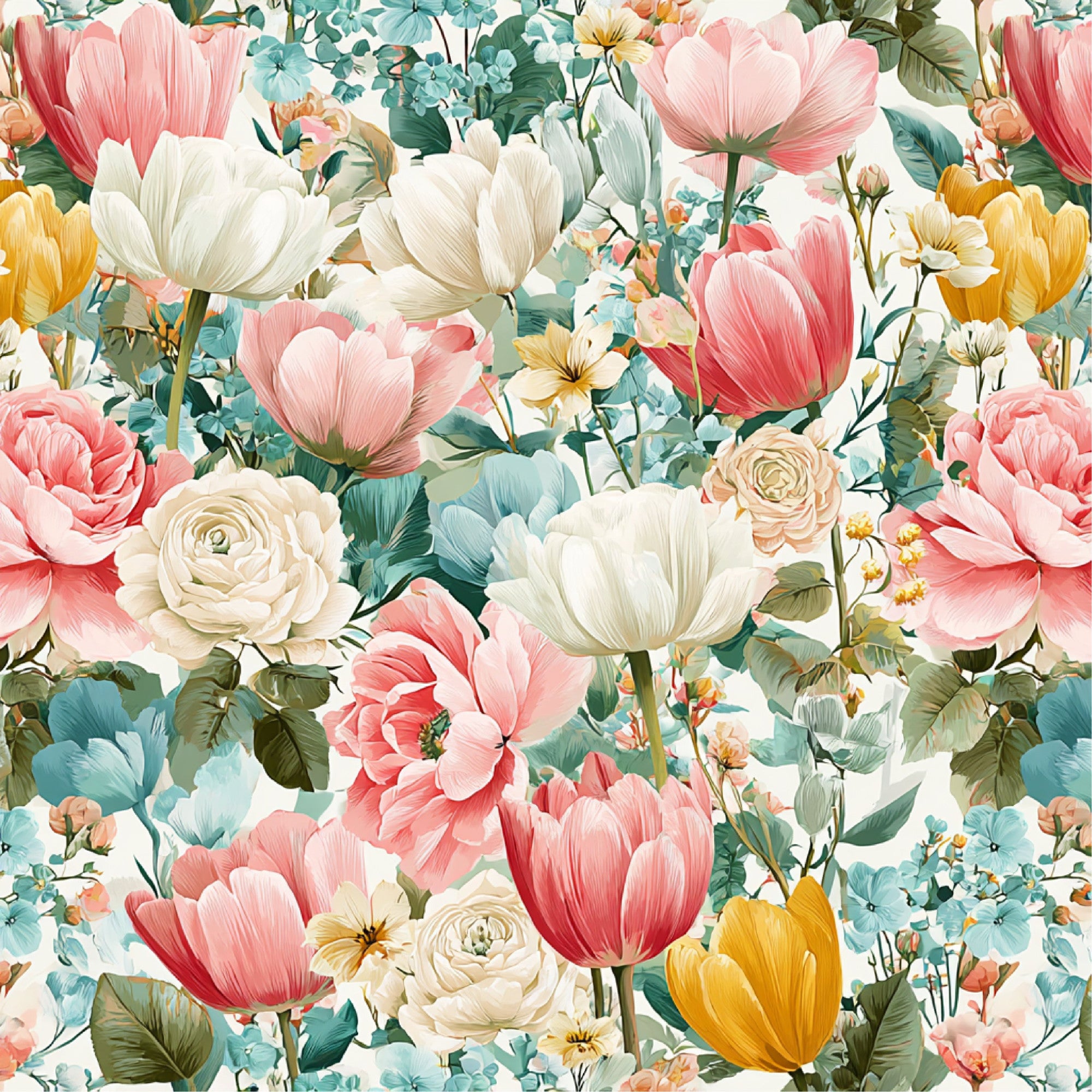 Spring Flower Decor Pattern 17 Quilting Cotton Fabric – FabricMegaStore.com