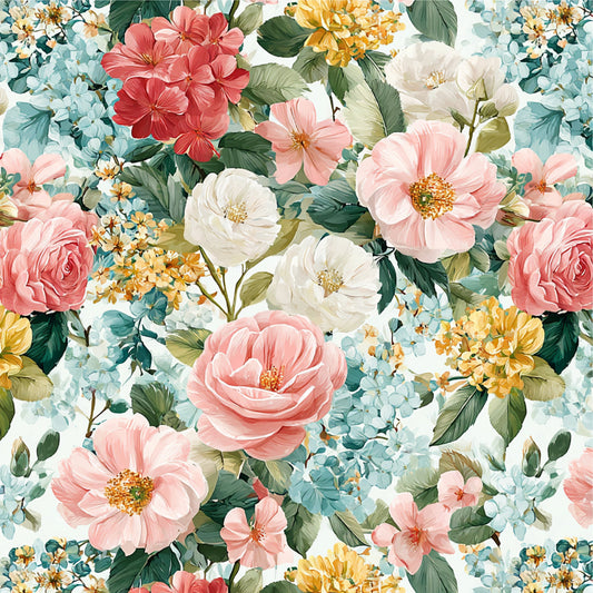 Spring Flower Decor Pattern 20 Quilting Cotton Fabric