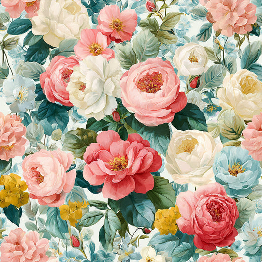 Spring Flower Decor Pattern 21 Quilting Cotton Fabric