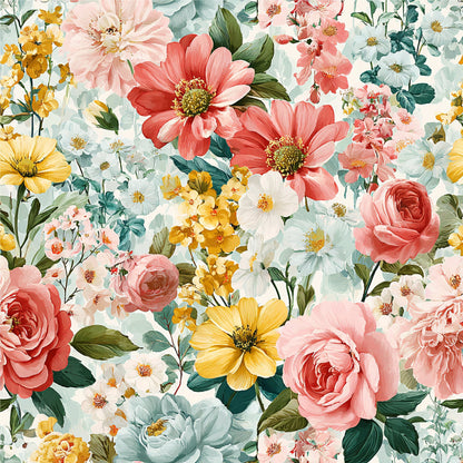 Spring Flower Decor Pattern 24 Quilting Cotton Fabric