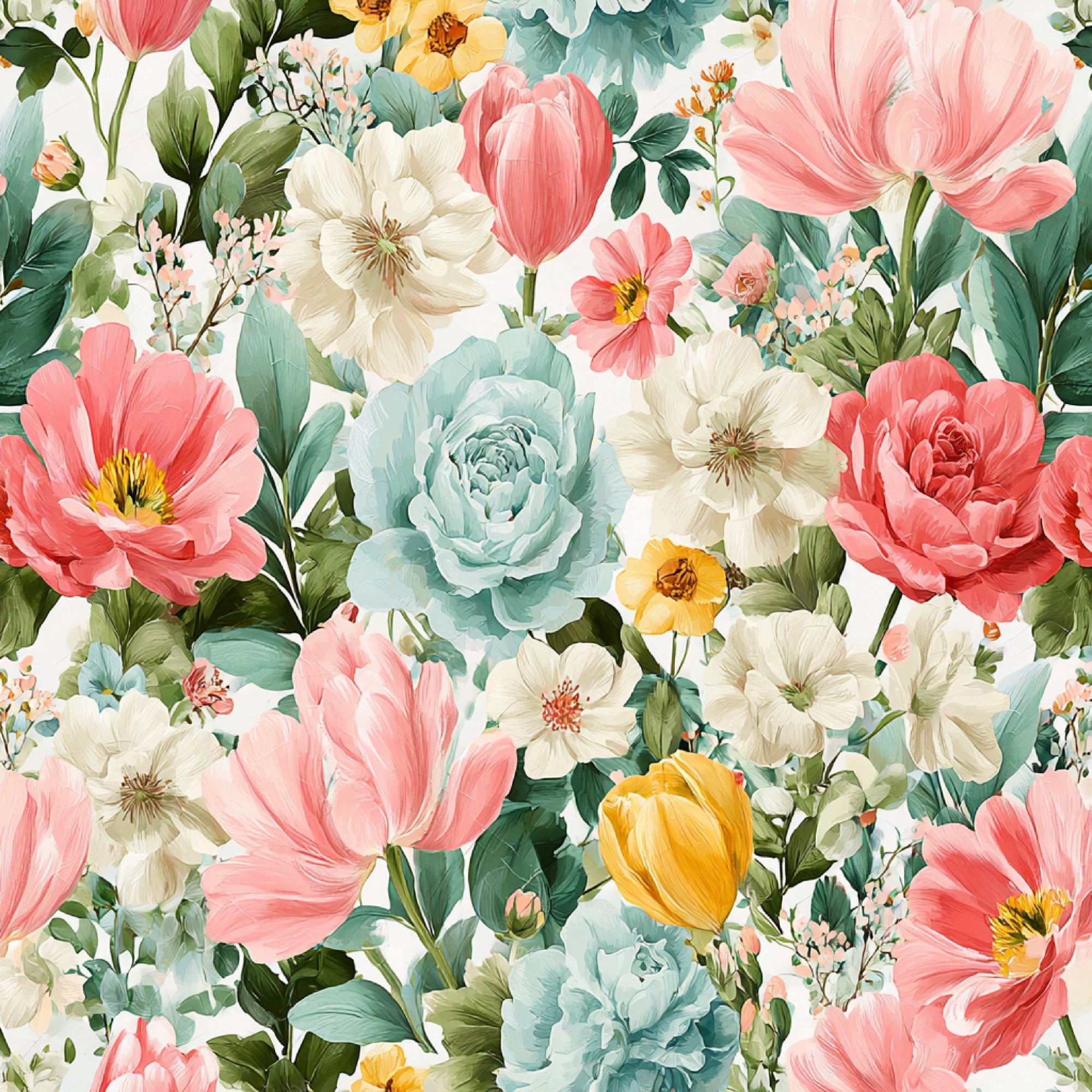 Spring Decorative Patterns Spring Flower Decor Pattern 28 Quilting Cotton Fabric – FabricMegaStore.com