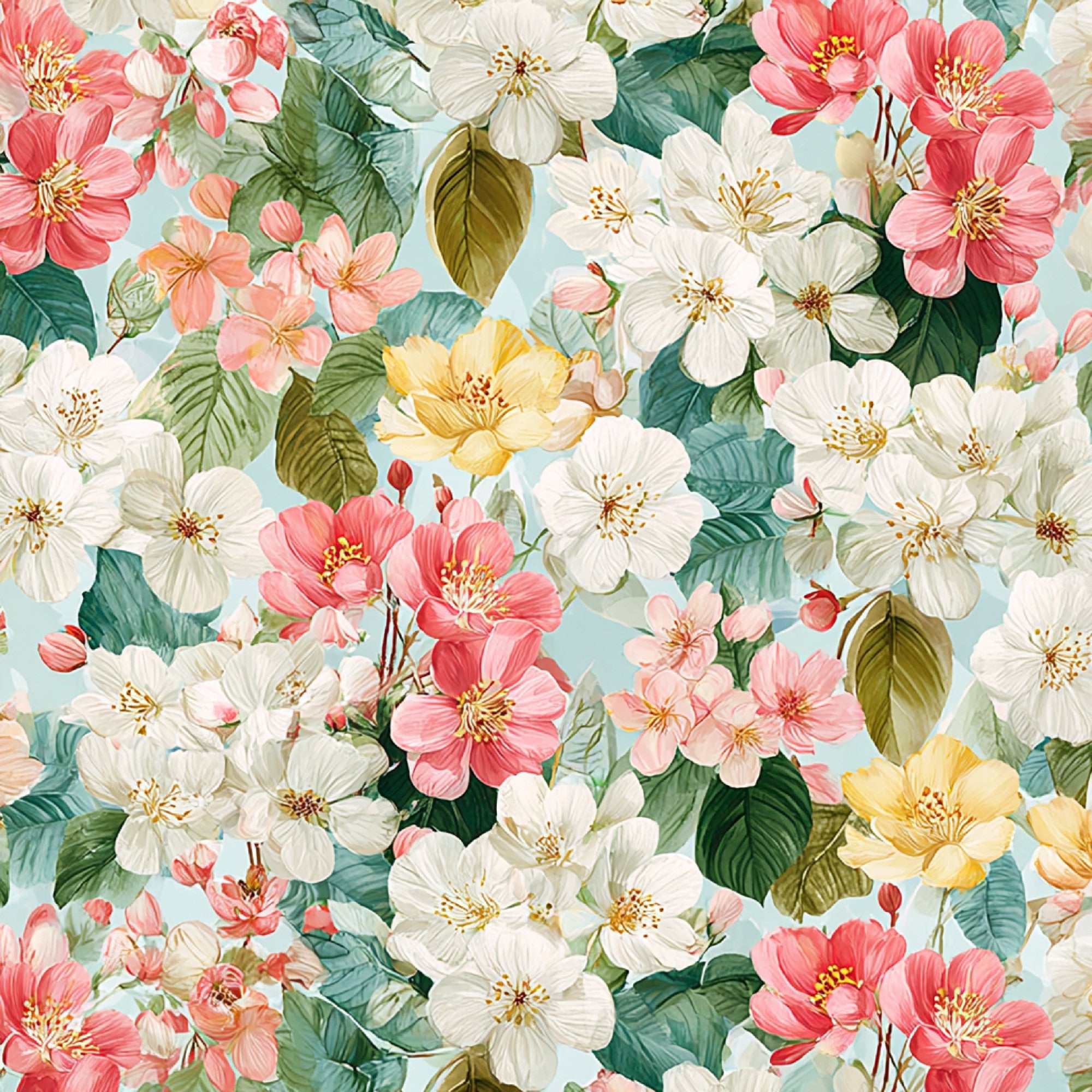 Spring Decorative Patterns Spring Flower Decor Pattern 31 Quilting Cotton Fabric – FabricMegaStore.com