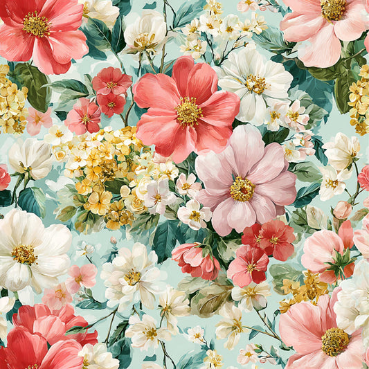 Spring Flower Decor Pattern 32 Quilting Cotton Fabric