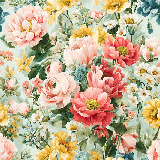 Spring Flower Decor Pattern 33 Quilting Cotton Fabric